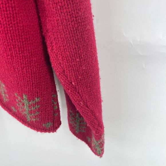 Nordic Design fair isle Full Zip Cardigan Sweater Long Sleeve Wool Red Small - Picture 2 of 10